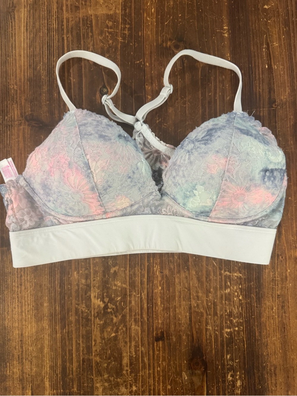 PINK Victoria's Secret Pastel Lace Bralette in Pink, Blue & Lavender